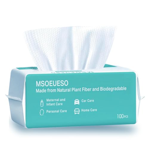 MSOEUESO Disposable Cotton Facial Wipes 100 Count Sensitive Skin Face Towels