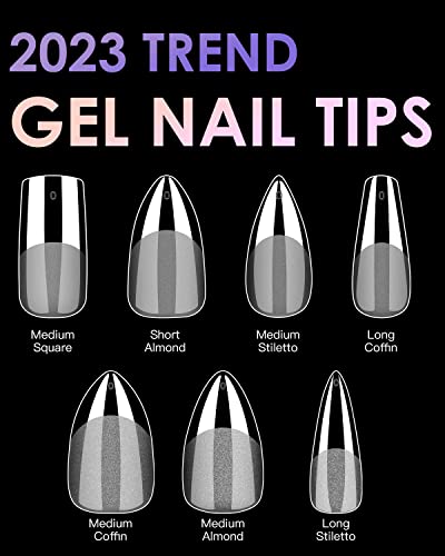 BORNBYME Medium Stiletto Soft Gel Nail Tips - 120 PCS Full Cover