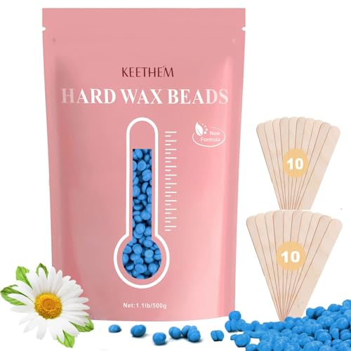 Keethem 1.2lb Hard Wax Beads for Coarse Hair Removal, Painless Sensitive Skin