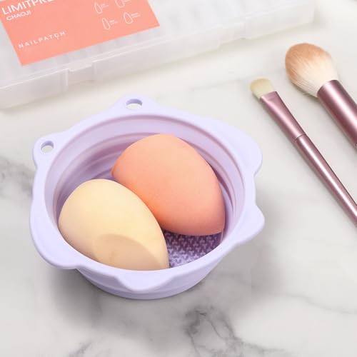 Foldable Silicone Makeup Brush Cleaner Bowl - Portable Tool for Brushes & Sponges