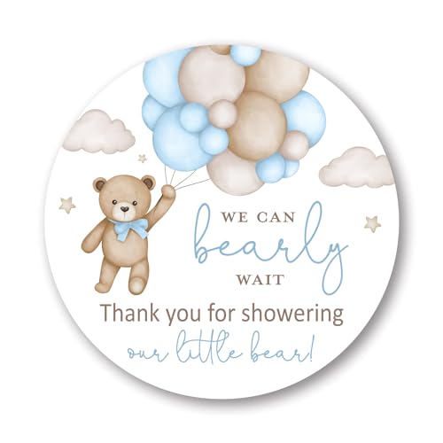 Boho Bear Baby Shower Favor Stickers - Set of 40 (2-Inch Round)