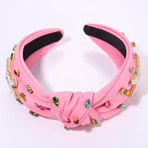 NVENF Easter Bunny Headband for Women - Beaded Rabbit Hairband (Bunny A - Pink)