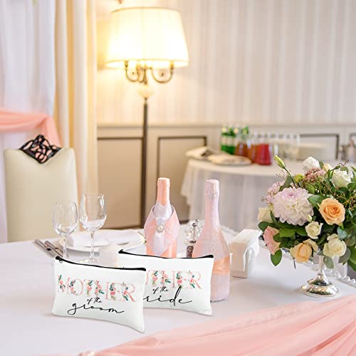 Coume Wedding Gift Set for Mother of Bride & Groom - 6 Pieces with Cosmetic Bags, Makeup Mirror & Handkerchiefs