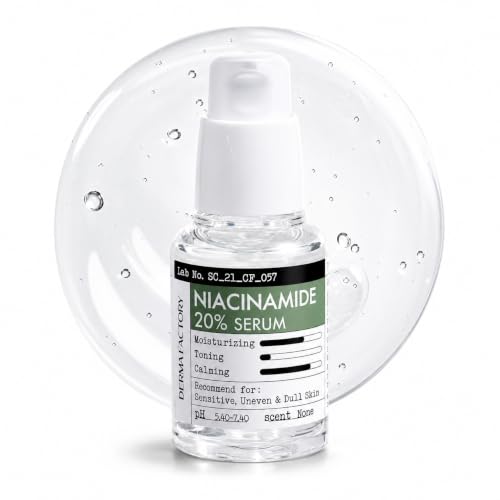 DERMA FACTORY Niacinamide 20% Face Serum for Oily Skin - Lightweight Hydration with Rose Water & Glycerin