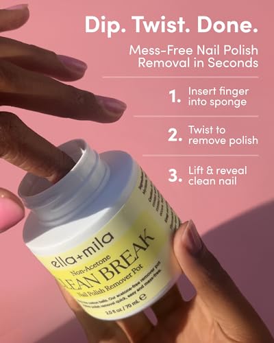 ella+mila Non-Acetone Nail Polish Remover Pot - Travel Size 2.3 fl oz