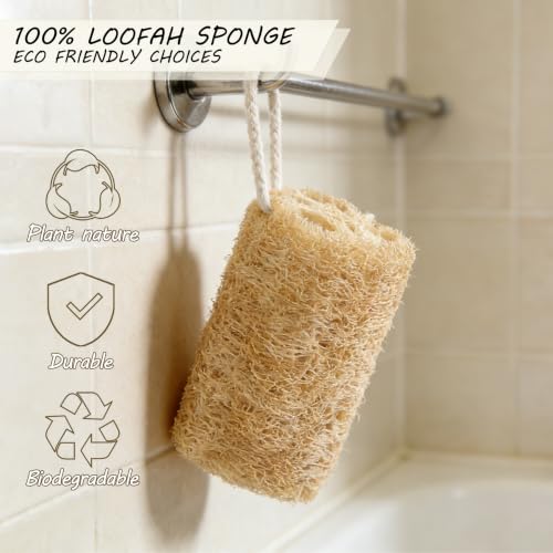 Natural Loofah Sponge Set - 6 Pack Eco-Friendly Exfoliating Scrubbers
