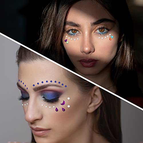 Self-Adhesive Face Gems and Rhinestones Kit for Makeup & Body Art - Multicolored