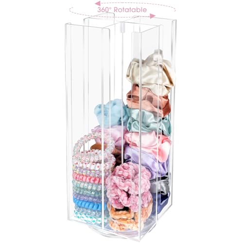 OAOLEER 4-Tier Acrylic Scrunchie Holder, Rotating Hair Accessory Organizer