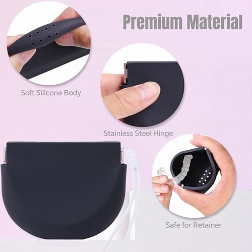YNSHOUNA Black Silicone Retainer Case with Lanyard, Portable Oral Guard Container