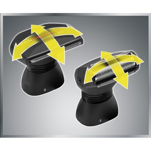 MANGROOMER Ultimate Pro Back Shaver with 2 Shock Absorber Flex Heads, Black and Red, 1 Count