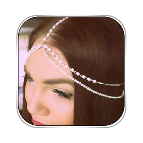 Boho Pearl and Crystal Head Chain - Gold Rhinestone Hair Jewelry