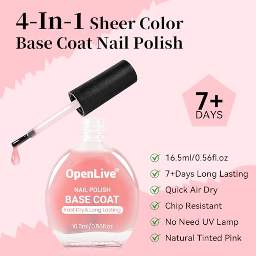 OpenLive Sheer Pale Pink Base Coat Nail Polish - 16.5ml