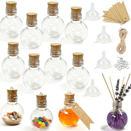 12 Mini Plastic Potion Bottles with Corks & Accessories Set