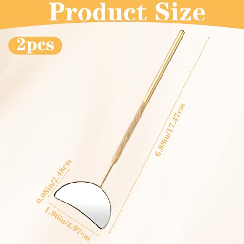 Stainless Steel Lash Mirror 2-Pack – Half Moon Detachable Eyelash Inspection Mirrors for Lash Extensions