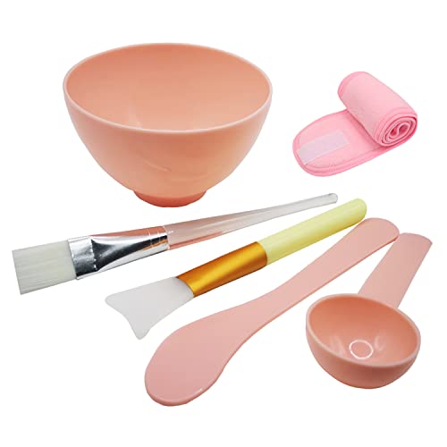 6-Piece DIY Face Mask Mixing Bowl Set with Spatula, Brushes and Headband