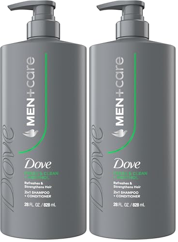 Dove Men+Care Fresh + Clean 2-in-1 Shampoo & Conditioner, 28 Fl Oz (Pack of 2)