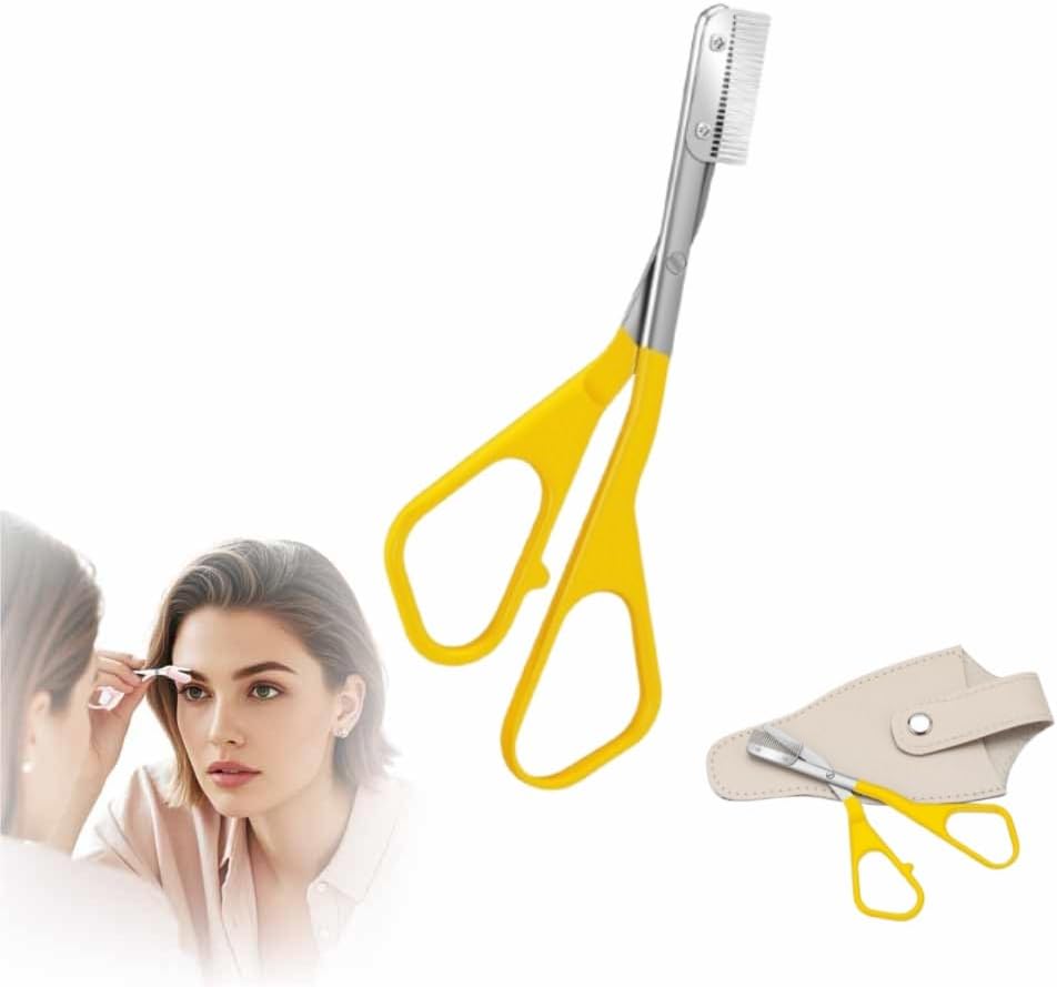 Precision Eyebrow Trimmer Scissor - 2025 Upgrade Grooming Kit | Portable Razor for Women (White)