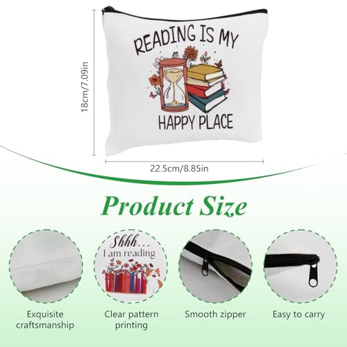 8-Pack Book Lovers Makeup Bags Set | Floral Design Cosmetic Bags