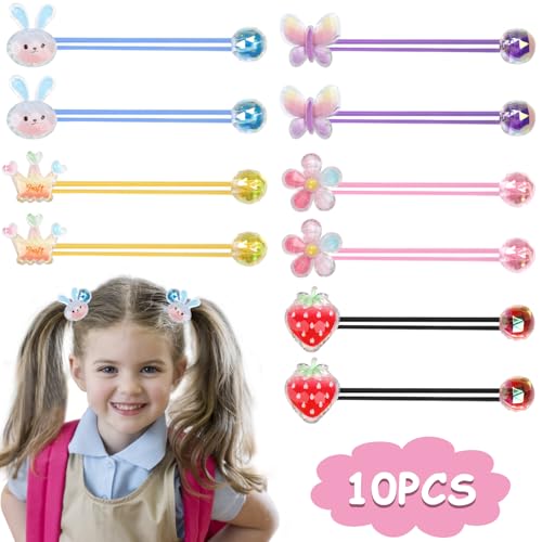 10PCS Colorful Bead Rubber Hair Ties for Girls & Toddlers - No Damage Ponytail Holders