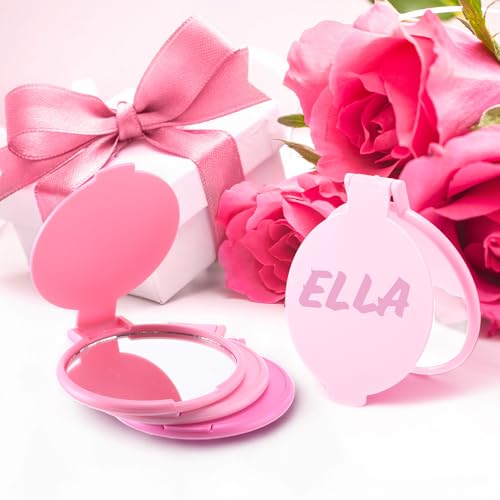 Amyhill Pink Compact Mirrors Bulk 12 Pack - Small Folding Travel Vanity Gift