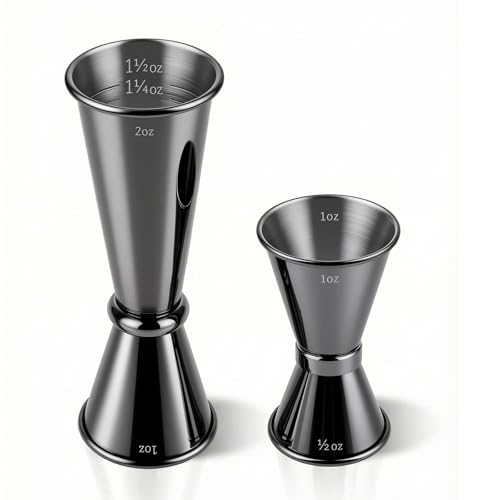 PAGWS 2-Pack Stainless Steel Cocktail Jiggers - 1oz/2oz & 0.5oz/1oz