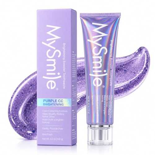 MySmile Purple Whitening Toothpaste for Sensitive Teeth - Fluoride-Free, Enamel Support, Fresh Mint Flavor