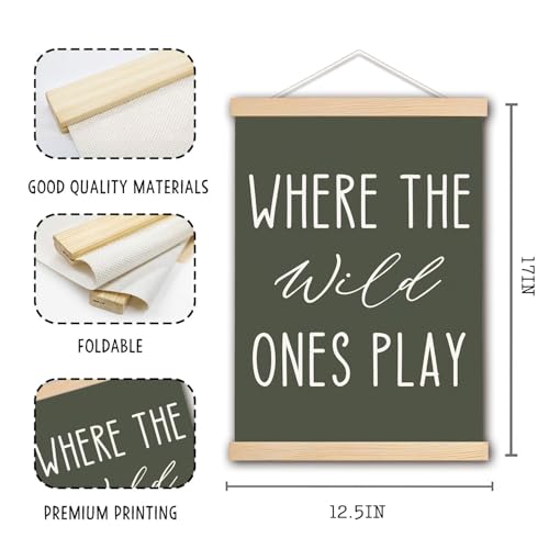 Green Nursery Wall Art Poster with Hanger Frame - 12x17 Inches