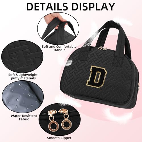 Travel Toiletry Bag for Women - Personalized Makeup Organizer with Handle & Brush Holder