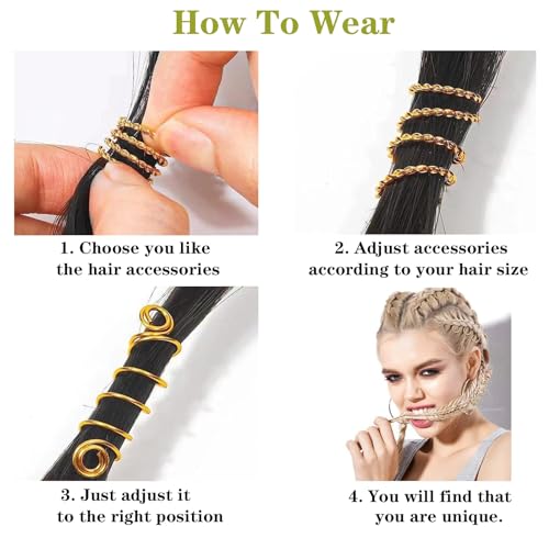280 Pcs Gold Hair Jewelry for Dreadlocks & Braids - Tuefuzy