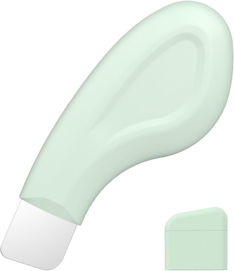 Blackhead Remover Tool - Stainless Steel Face Scraper for Deep Cleansing | Skin Scrubber with Silicone Cover (Green)