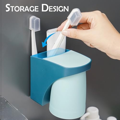 2-in-1 Space Saving Toothbrush Holder with Suction Cup - Bathroom Organizer