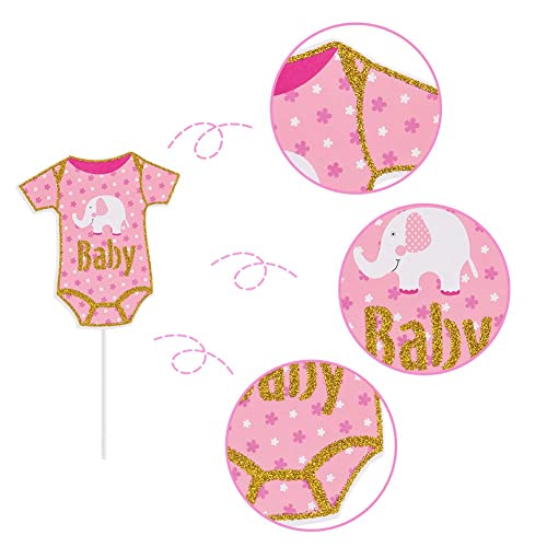 20 Pcs Baby Shower Photo Booth Props for Girls - Pink & Gold