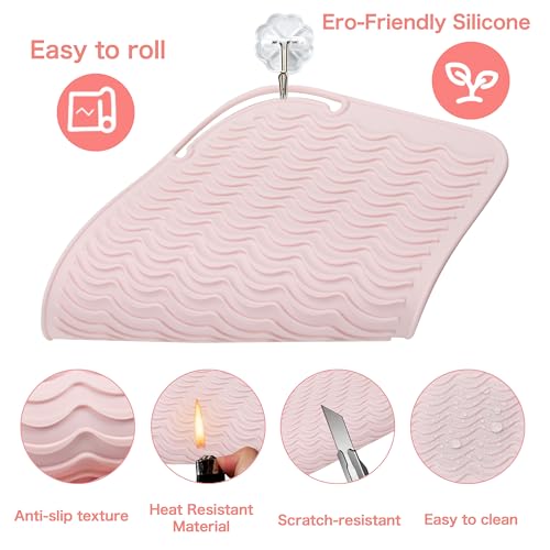 Heysam Blush Silicone Heat-Resistant Hair Styling Heat Pad & Travel Mat Cover