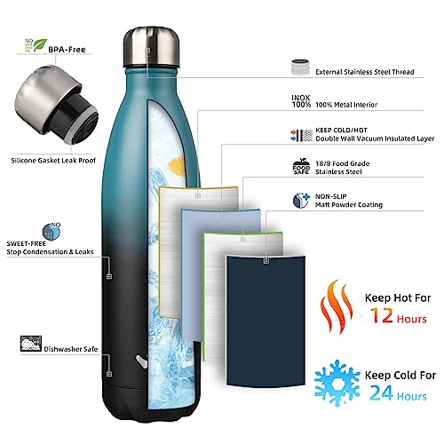 25 oz Insulated Stainless Steel Water Bottle - Indigo Black