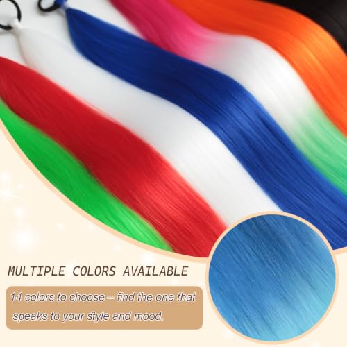 Charsun 26 Inch Black/Blue Light Blue Synthetic Ponytail Hair Extensions with Elastic Tie 2 Pack