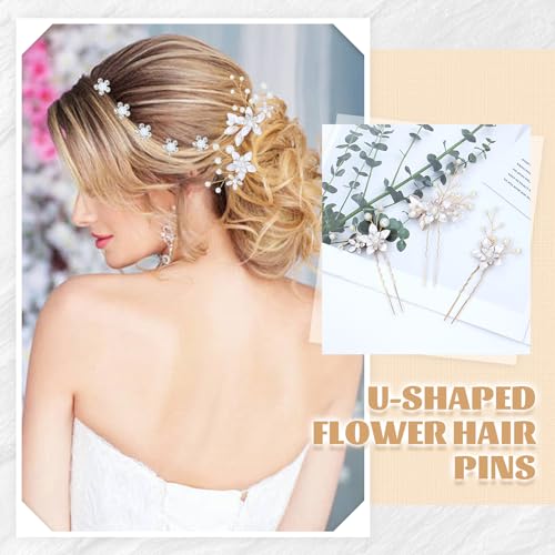 inSowni Gold Bridal Hair Comb Set with Rhinestones & Pearls - 18 Pieces