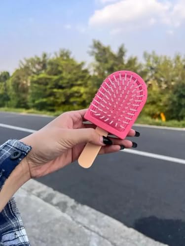 Ice Cream Shaped Mini Detangling Brush for Kids Girls & Women, Air Cushion, Pink