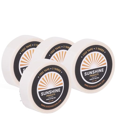 Sunshine Tape 4 Rolls - Salon Value 1522 Double Sided Wig Adhesive Tape, 1/2" x 3 Yards, Daily Wear, Hypoallergenic