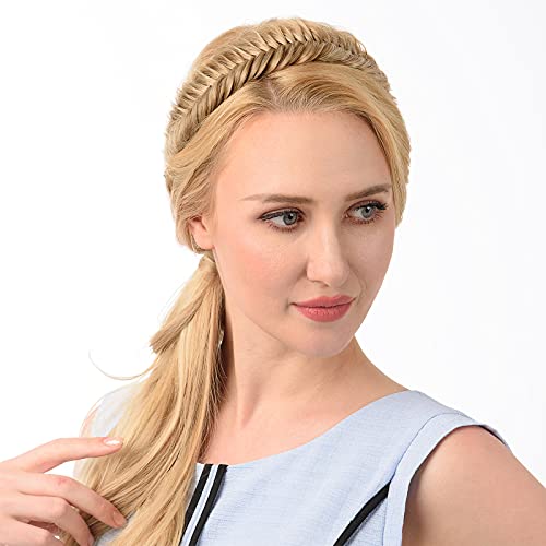 DIGUAN Wide Fishtail Braided Headband, Synthetic Chunky Plaited Hairpiece