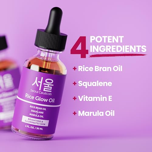 SeoulCeuticals Rice Bran Oil for Face & Skin - Korean Hydrating & Anti-Aging Oil 1oz