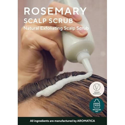 AROMATICA Rosemary Scalp Scrub 5.82oz / 165g, Scalp Treatment, Scalp Exfoliator with Salt Hair Scrub for Oily Scalp, Dandruff, Build Up Remover