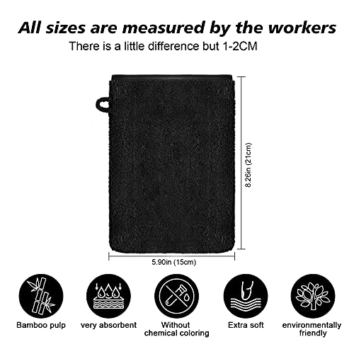 PHOGARY 10-Pack Microfiber Wash Mitts Set - Reusable Face & Body Cleansing Gloves, Black & Grey