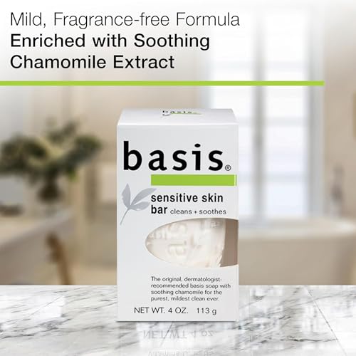 Basis Sensitive Skin Bar Soap - Unscented, 6-Pack (4 OZ Each)