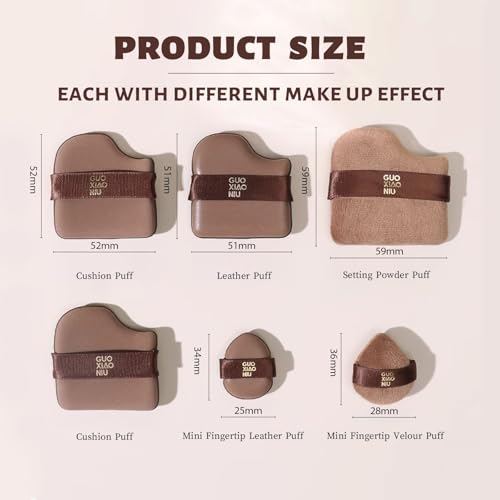 Guoxiaoniu 24pcs Powder Puff Set with 4 Cases - Reusable Makeup Sponges for Foundation & Powder, Includes Velour & Travel Puffs, 4-Box Variation