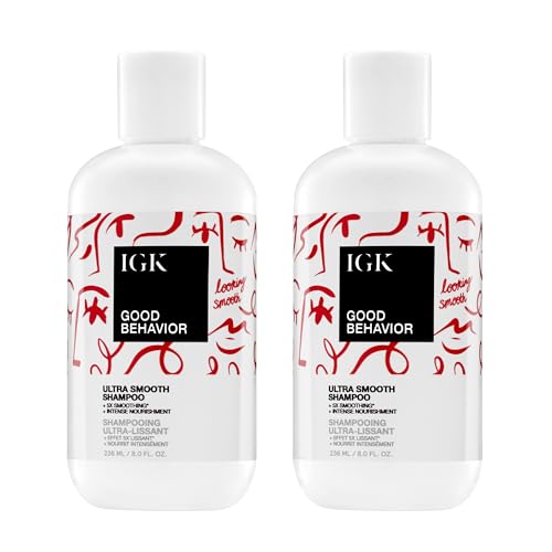 IGK Good Behavior Ultra Smooth Shampoo 2-Pack ? Smoothing Shampoo for Frizz-Free, Silky Hair