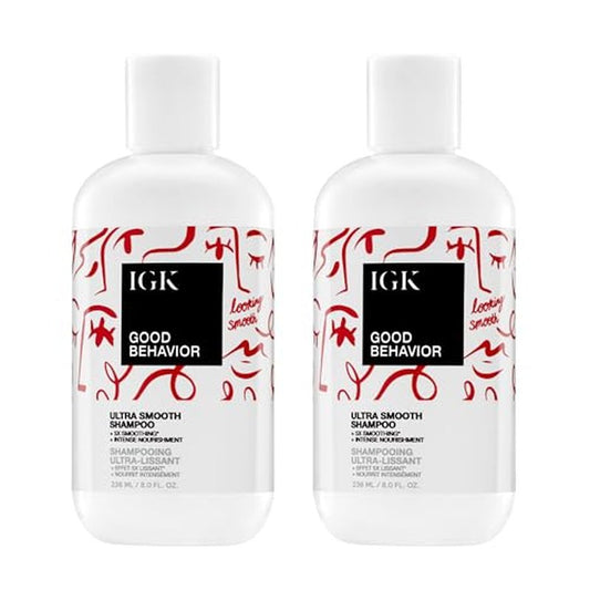 IGK Good Behavior Ultra Smooth Shampoo 2-Pack ? Smoothing Shampoo for Frizz-Free, Silky Hair