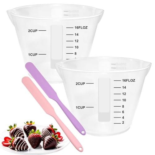 Silicone Measuring Cup Set with Spatulas - 500ml, 2 Pieces