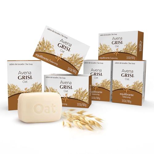 Grisi Natural Oatmeal Balancing Bar Soap - Gentle Face & Body Wash, 6-Pack