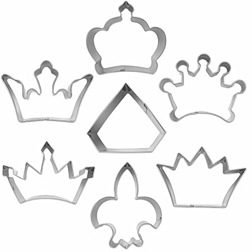 7-Piece Stainless Steel Crown Cookie Cutter Set for Baking