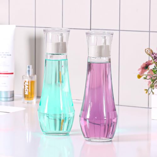 Mouthwash Dispenser Set - Glass Bottle Holder with Cup, 8.8 oz